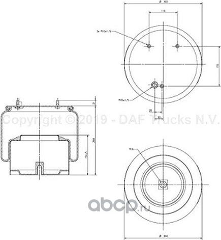 Пневмоподушка (пневморессора) DAF. Артикул 1697678