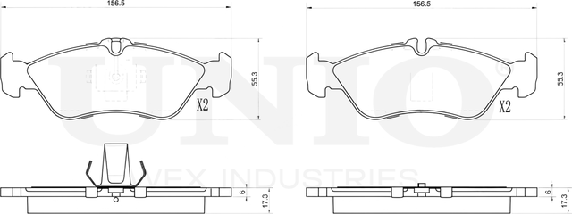 Колодки тормозные дисковые, комплект (Unio). Артикул BRP-20422