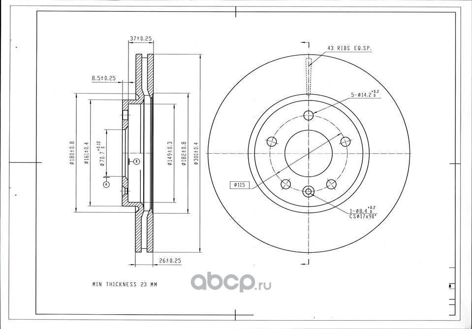 Диск тормозной AVANTECH. Артикул BR3018S