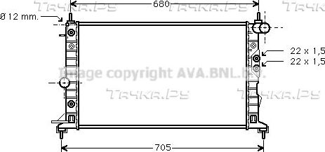 Радиатор охлаждения двигателя AVA для Opel Vectra B 1995-2003. Артикул OLA2220