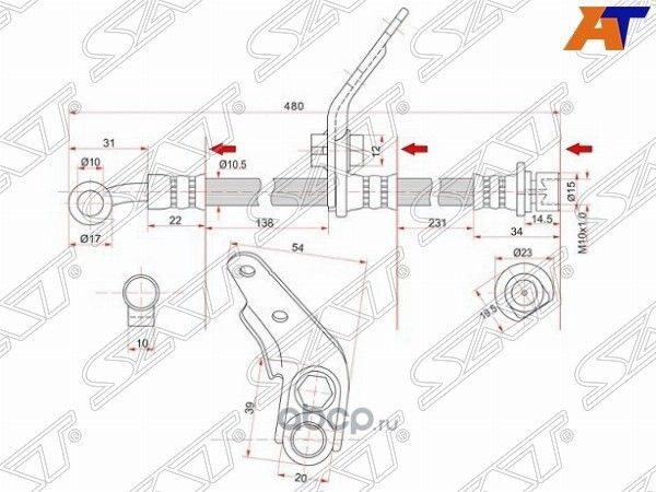 ШЛАНГ ТОРМОЗНОЙ FR HONDA ACCORD 02- RH (SAT). Артикул ST01464SDAA01