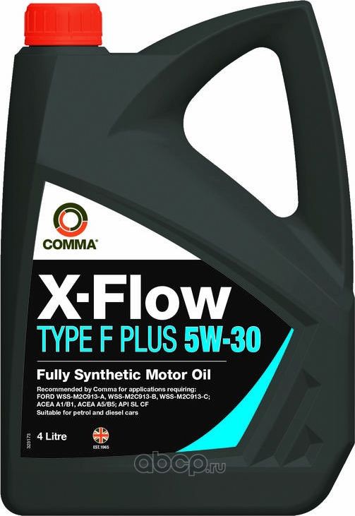 Масло моторное 5W30 COMMA 4л синтетика XFLOW TYPE F PLUS. Артикул XFFP4L