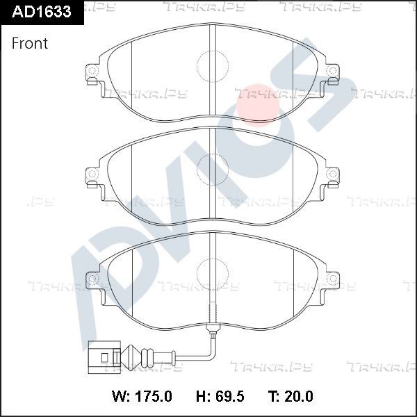 Тормозные колодки Advics передние для Volkswagen Passat B8 2014-2026. Артикул AD1633