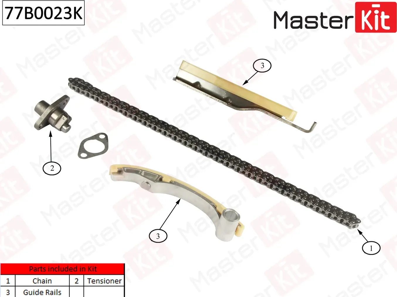 77B0023K Комплект цепи ГРМ MITSUBISHI Pajero 3.2Di-D 4M41 00-06 (без звездочек) (Master KIT). Артикул 77b0023k