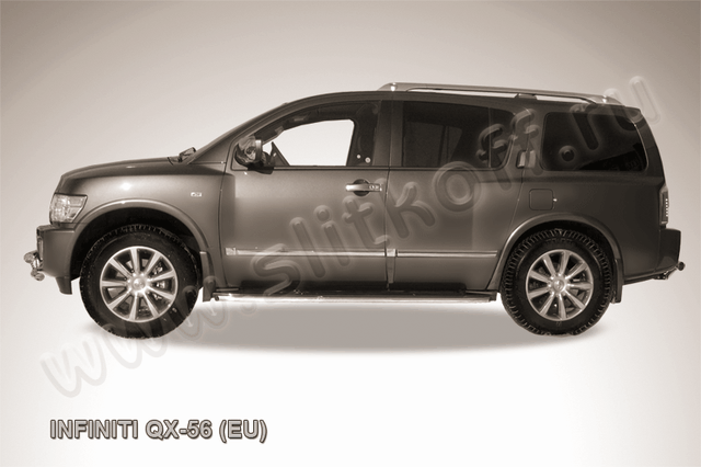 Защита Slitkoff штатного порога d42 для Infiniti QX56 II 2004-2010. Артикул IN.QX006