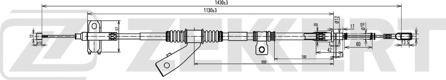Трос ручника (тросик ручного тормоза) Zekkert. Артикул BZ-1158