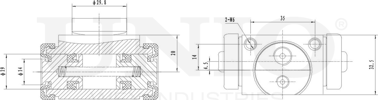 Цилиндр тормозной рабочий (Unio). Артикул BRC-20513