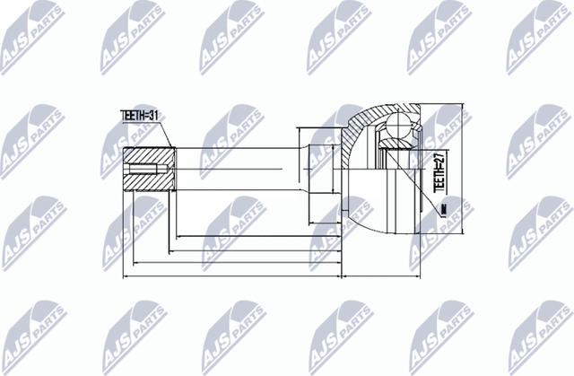 Шрус наружный (граната) NTY передний для Nissan Patrol Y61 1997-2026. Артикул NPZ-NS-011
