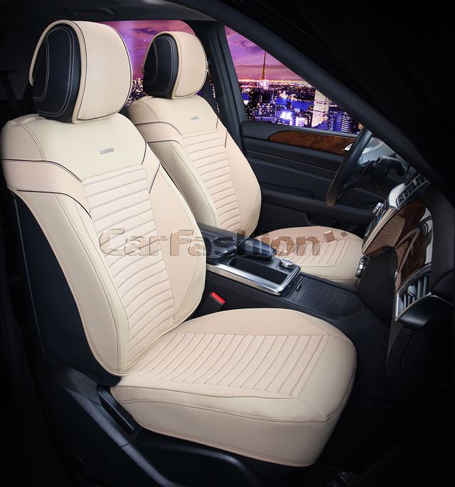 Накидки универсальные CarFashion Chester на переднее сидения авто, цвет Бежевый/Бежевый/Коричневый. Артикул 21935