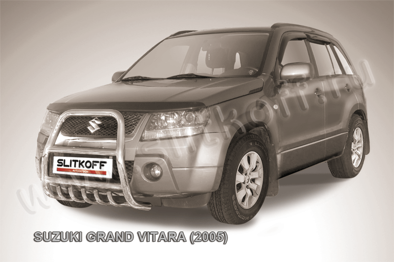 Кенгурятник Slitkoff d57 высокий с защитой картера для Suzuki Grand Vitara III 5-дв. 2005-2008. Артикул SGV05003