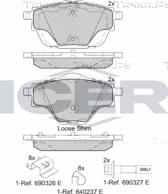 Тормозные колодки Icer задние для Geely Emgrand GT 2015-2026. Артикул 182161
