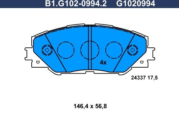 Тормозные колодки Galfer. Артикул B1.G102-0994.2