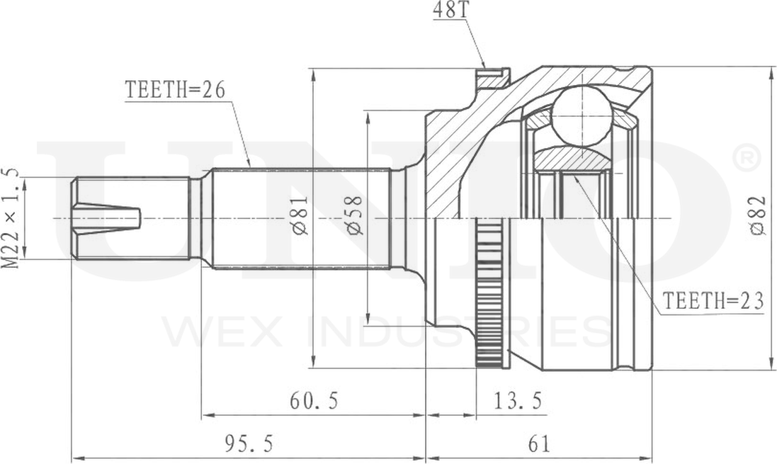 ШРУС наружный (Unio). Артикул CVJ-20047