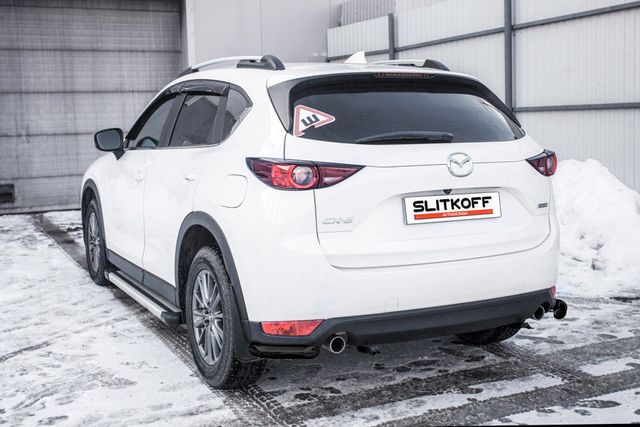 Защита Slitkoff задняя d57 уголки для Mazda CX-5 II 2017-2026 Черная. Артикул MZCX175-06В