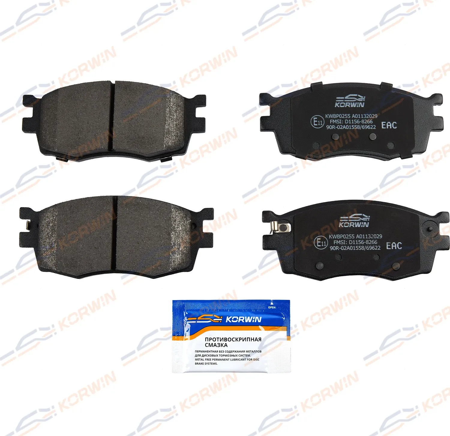 Колодки тормозные перед. Kia Rio II (JB) 05-/Hyundai Accent III (MC) 05 (Korwin). Артикул KWBP0255