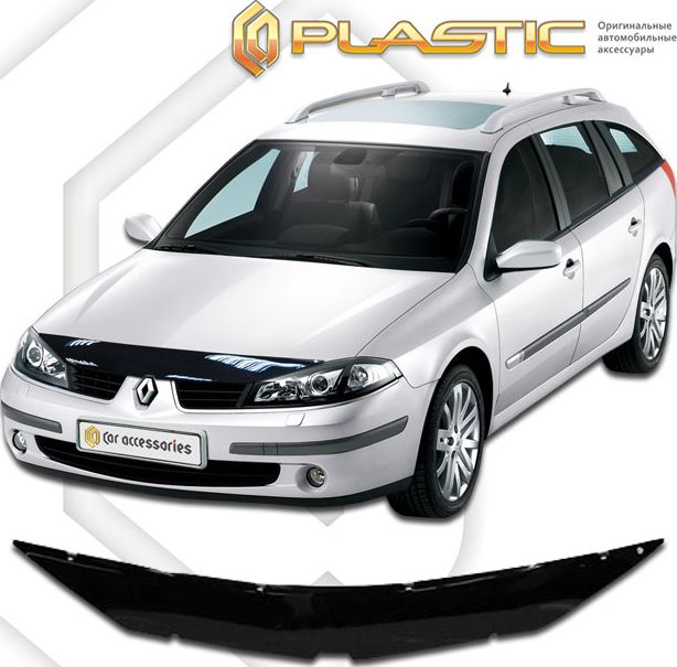 Дефлектор СА Пластик для капота (Classic черный) Renault Laguna 2000–2007. Артикул 2010010101602