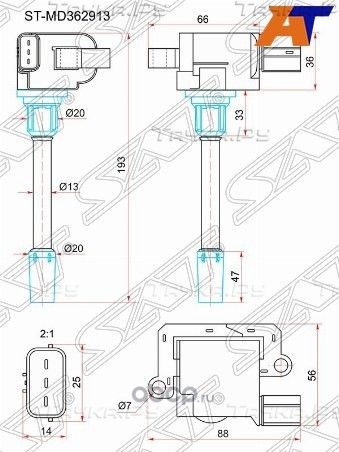 Катушка зажигания MITSUBISHI GALANT EA7A 96-03LAN (SAT). Артикул STMD362913