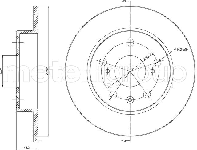 Тормозной диск Metelli задний для Suzuki Vitara II 2015-2026. Артикул 23-1531C