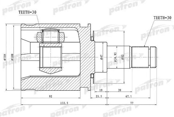 Шрус внутренний (граната) Patron. Артикул PCV1448