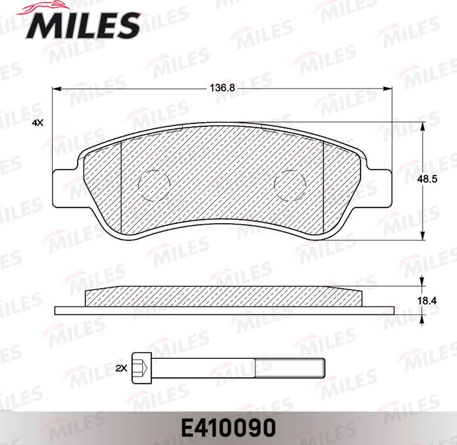 Тормозные колодки Miles (Low-Metallic). Артикул E410090