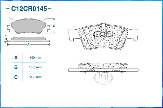 Колодки тормозные задние (Cworks). Артикул C12CR0145