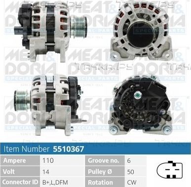 Генератор Meat & Doria для Volkswagen Lupo 2001-2005. Артикул 5510367