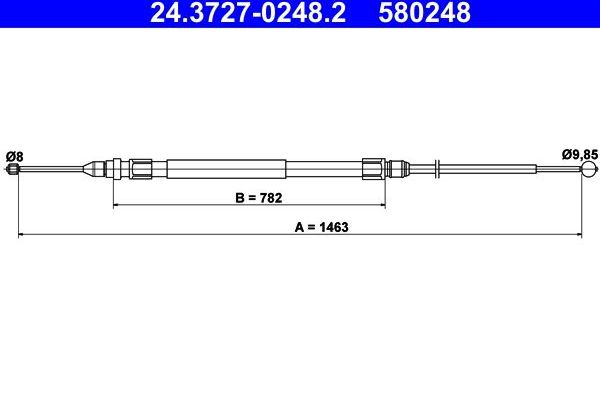 Трос ручника (тросик ручного тормоза) ATE. Артикул 24.3727-0248.2