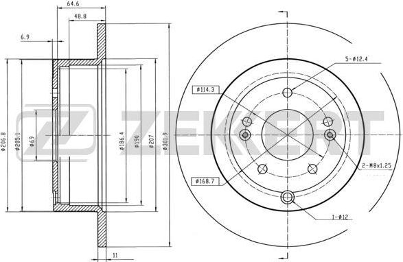 Тормозной диск Zekkert. Артикул BS-5509B