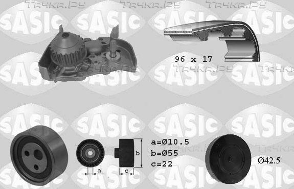Помпа (водяной насос) с комплектом ремня ГРМ Sasic для Renault Megane I 1996-2003. Артикул 3904023