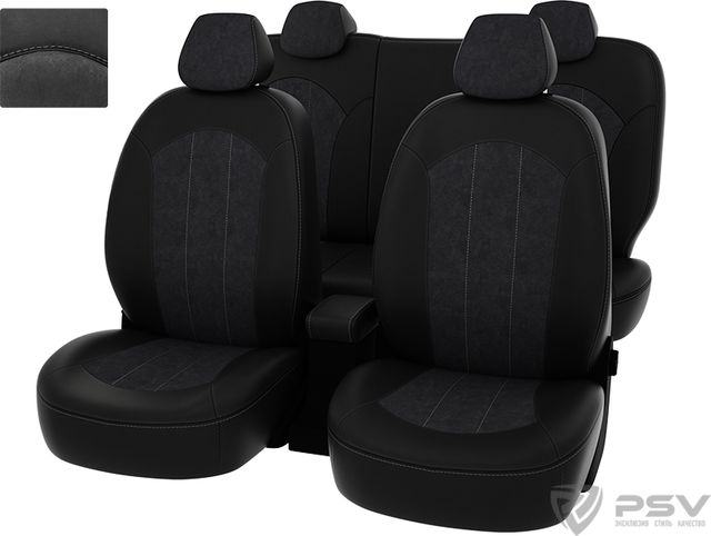 Чехлы PSV Оригинал на сидения для Hyundai Solaris I 2010-2017, цвет Черный/темно-серый. Артикул 126767