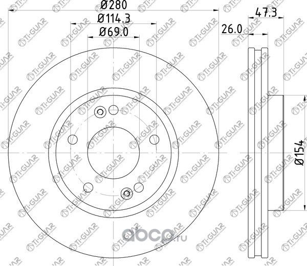Диск тормозной TG-51712-1D100/RN1174V*TiGUAR (TI-Guar). Артикул TG517121D100