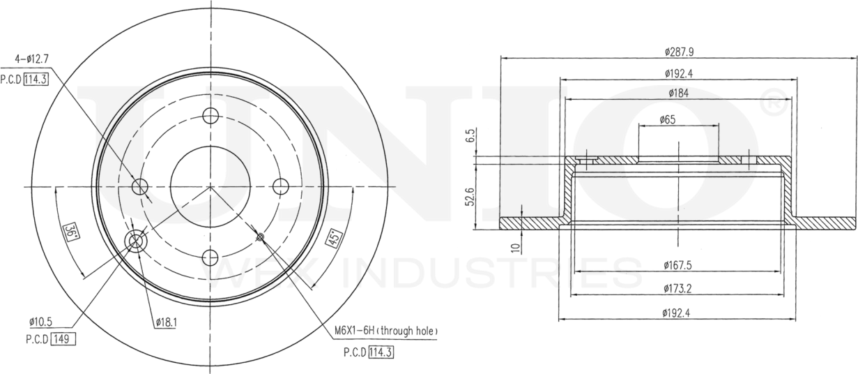 Диск тормозной (Unio). Артикул BRD-20418