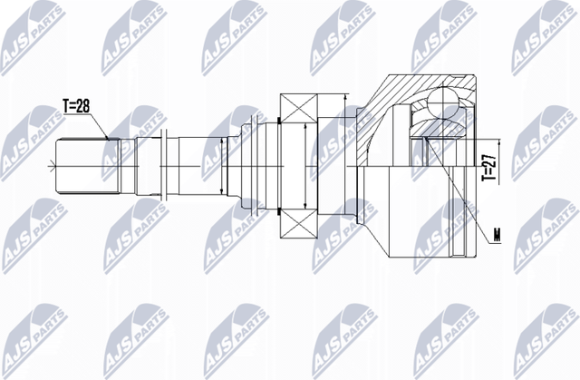 Шрус внутренний (граната) (в сборе) NTY передний правый для Volvo XC90 I 2004-2014. Артикул NPW-VV-094