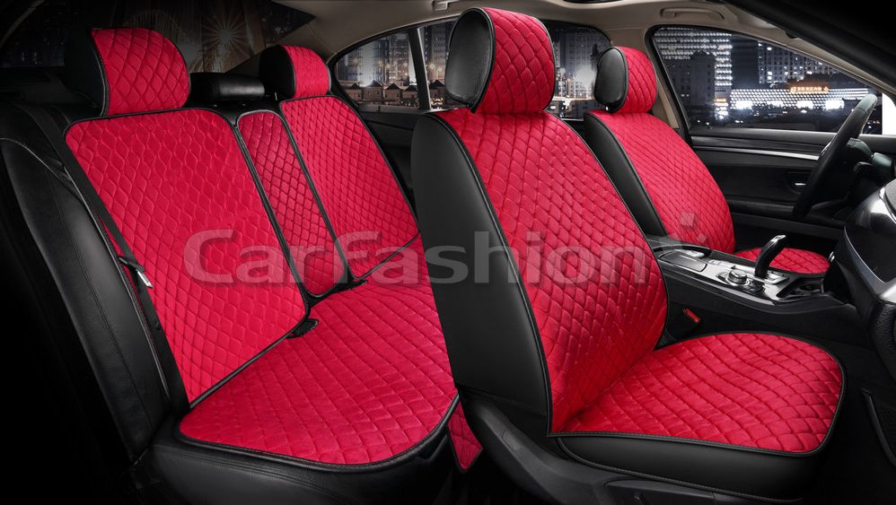 Накидки универсальные CarFashion Derby для авто, цвет Красный/Черный/Красный. Артикул 22662