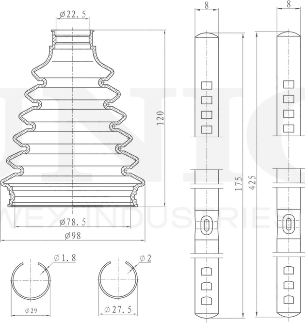 Пыльник ШРУС, комплект (Unio). Артикул DUC-30078K