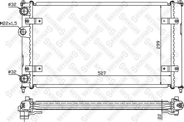 Радиатор охлаждения двигателя Stellox для SEAT Inca I 1995-2000. Артикул 10-25108-SX