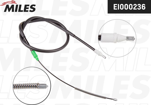 Трос ручника (тросик ручного тормоза) Miles задний правый/левый для Renault Megane I 1996-2003. Артикул EI000236