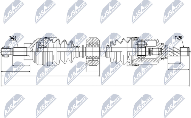 Полуось (привод в сборе, приводной вал) NTY для Lada Largus I 2012-2026. Артикул NPW-RE-056