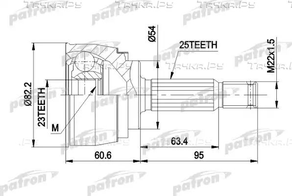 Шрус наружный (граната) Patron для Mitsubishi Galant VI 1987-1992. Артикул PCV1147