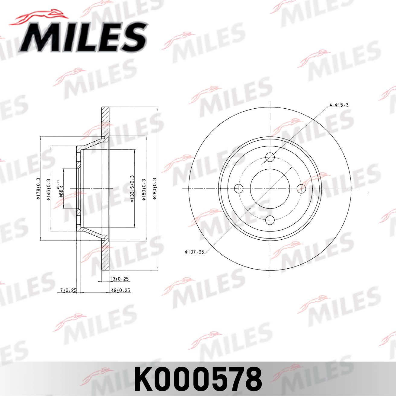Тормозной диск Miles. Артикул K000578