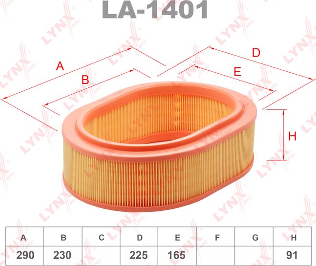 Воздушный фильтр LYNXauto. Артикул LA-1401