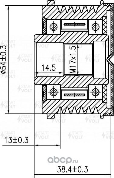 Муфта генератора обгонная StartVOLT для Citroen C4 Cactus I 2014-2026. Артикул SGP 1409