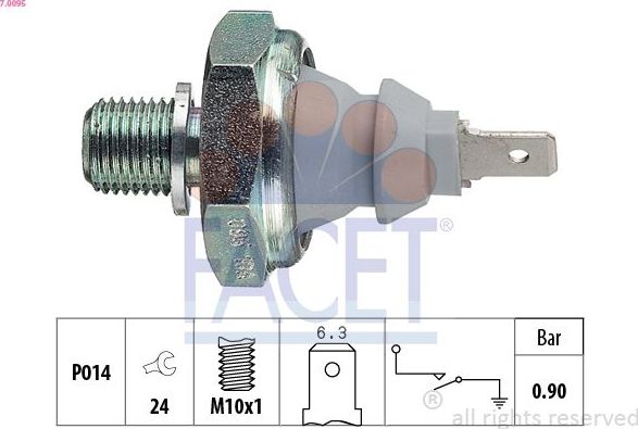 Датчик давления масла Facet Made in Italy - OE Equivalent для Audi 80 V (B4) 1991-1996. Артикул 7.0095