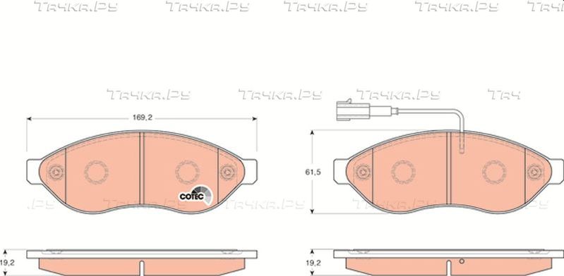 Тормозные колодки TRW COTEC передние для Peugeot Boxer III 2006-2026. Артикул GDB1681