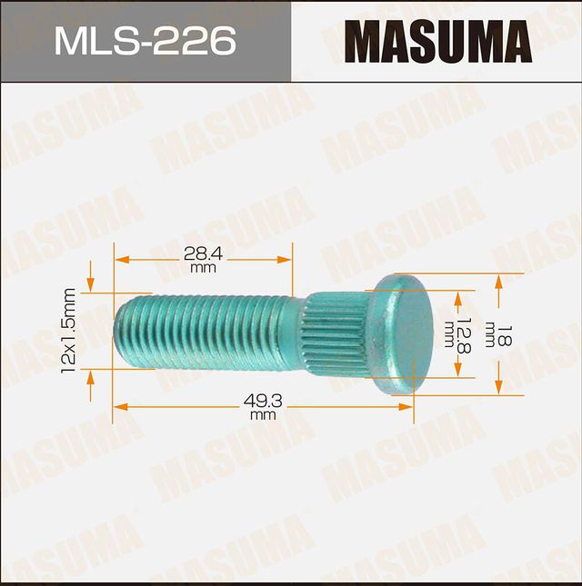 Шпилька колеса (болт ступицы) Masuma передняя/задняя для Kia Spectra II 2004-2009. Артикул MLS-226