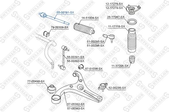 Рулевая тяга Stellox. Артикул 55-00191-SX