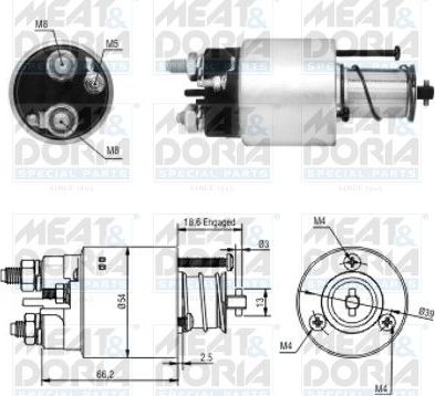 Втягивающее реле стартера Meat & Doria для Citroen Jumpy I 2000-2006. Артикул 46054