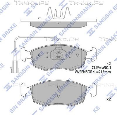 Тормозные колодки Sangsin Hi-Q передние для Fiat 500 II 2007-2026. Артикул SP4189