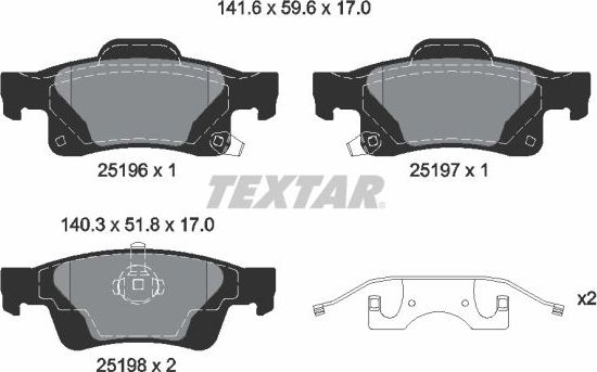 Тормозные колодки Textar Q+ задние для Jeep Grand Cherokee IV (WK2) 2017-2026. Артикул 2519603