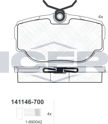 Тормозные колодки Icer. Артикул 141146-700